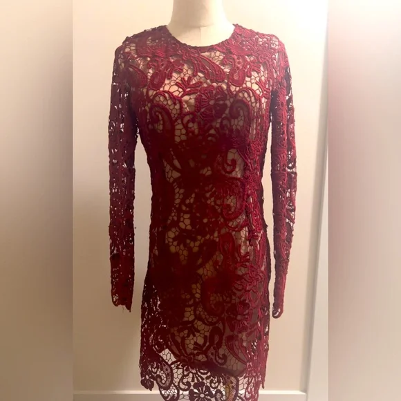 Red And Nude Lace Dress | Color: Red/Tan | Size: S | Kels9774's Closet